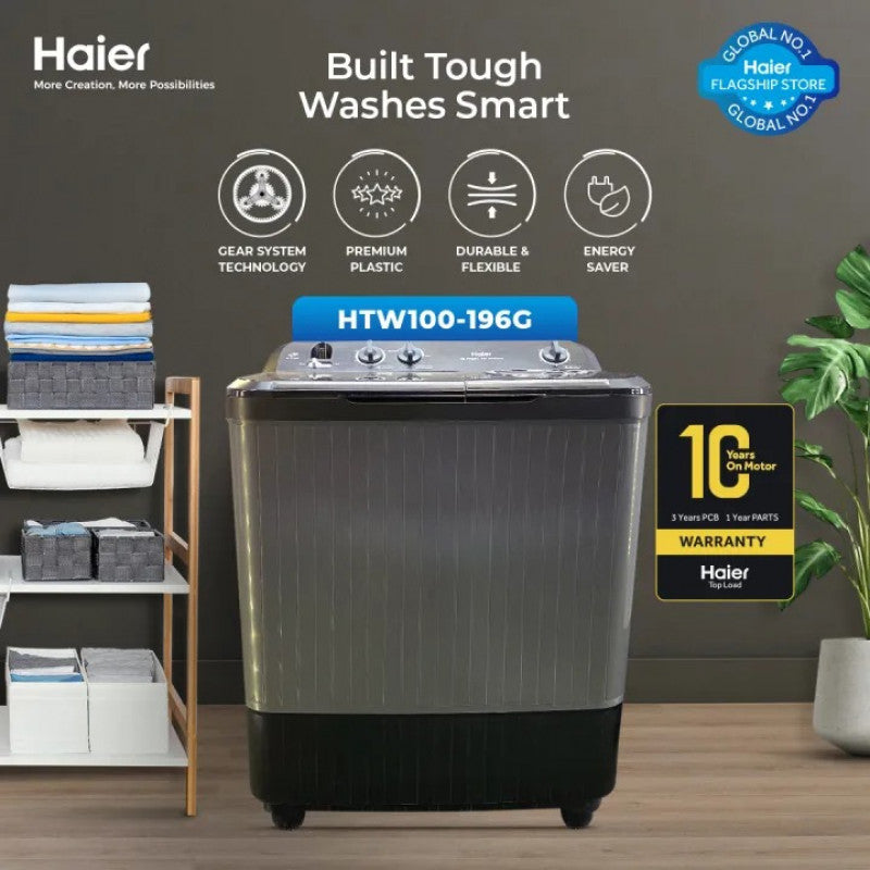 Haier Semi Auto Twin Turbo Washing Machine HTW 100-196G product image